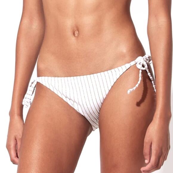 NWT MSRP$90 Solid & Striped The Tenley Metallic Stripe Bikini Bottom - Picture 1 of 4